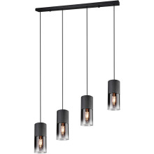 310600432 Lustra, melna/dūmakains stikls 4xE27 H1500 D100 L800mm TRIO