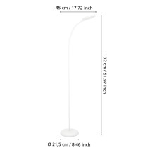 902179 LAURO Напольный светильник гибкий, белый металл LED5.5W 600Lm 2700/4000/6500K H1320mm DIMM EG