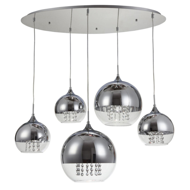 P140-PL-170-5-N FERMI Lustra, hrom, stikls caurs/h...