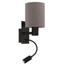 900701 PASTERI Настенный светильник с выключателем, черный/серый 1xE27, 1x3.5W LED 380lm H380 EGLO