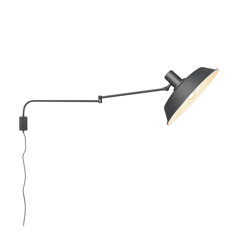 200300132 BOLDER Sienas lampa ar vadu, melna, metā...