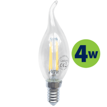 70312 Лампочка C35 LED FILAMENT свеча на ветру E14 4W 400lm 3000K 360* 220-240V LEDURO