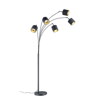 R46330579 TOMMY Торшер черный цвет металл, абажуры ткань черный/золото H2000mm 5xE14 TRIO