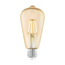 110055 LED Лампочка filament E27 AMBER 4W 270Lm 2200K H142 D64 EGLO