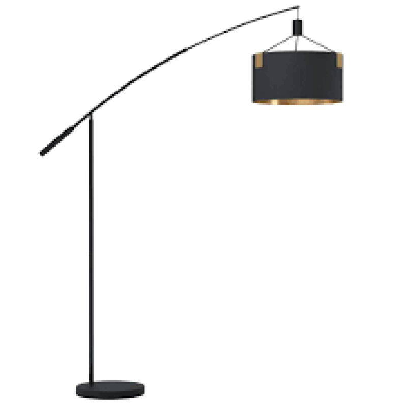 39966 TORTOLA 1 Stāvlampa, melna, abažūrs auduma m...