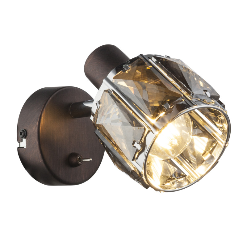 54357-1 Sienas lampa brūna, dūmakains kristāls 1xE...