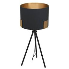 39965 TORTOLA1 Лампа настольная чёрная,абажур черный/золото1xE27 H590 D285 EGLO