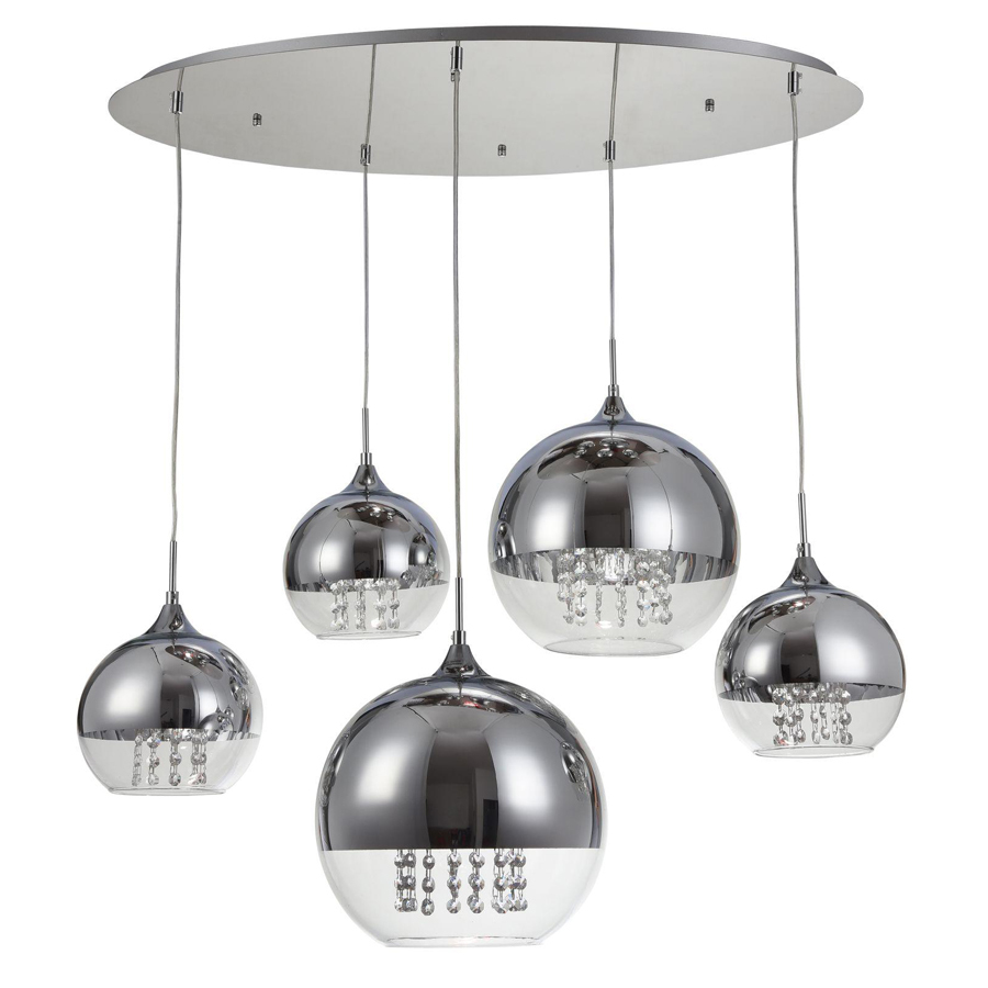 P140-PL-170-5-N FERMI Люстра, хром, прозрачное стекло/хром/хрусталь 5xE27 L910 H350-950 Maytoni