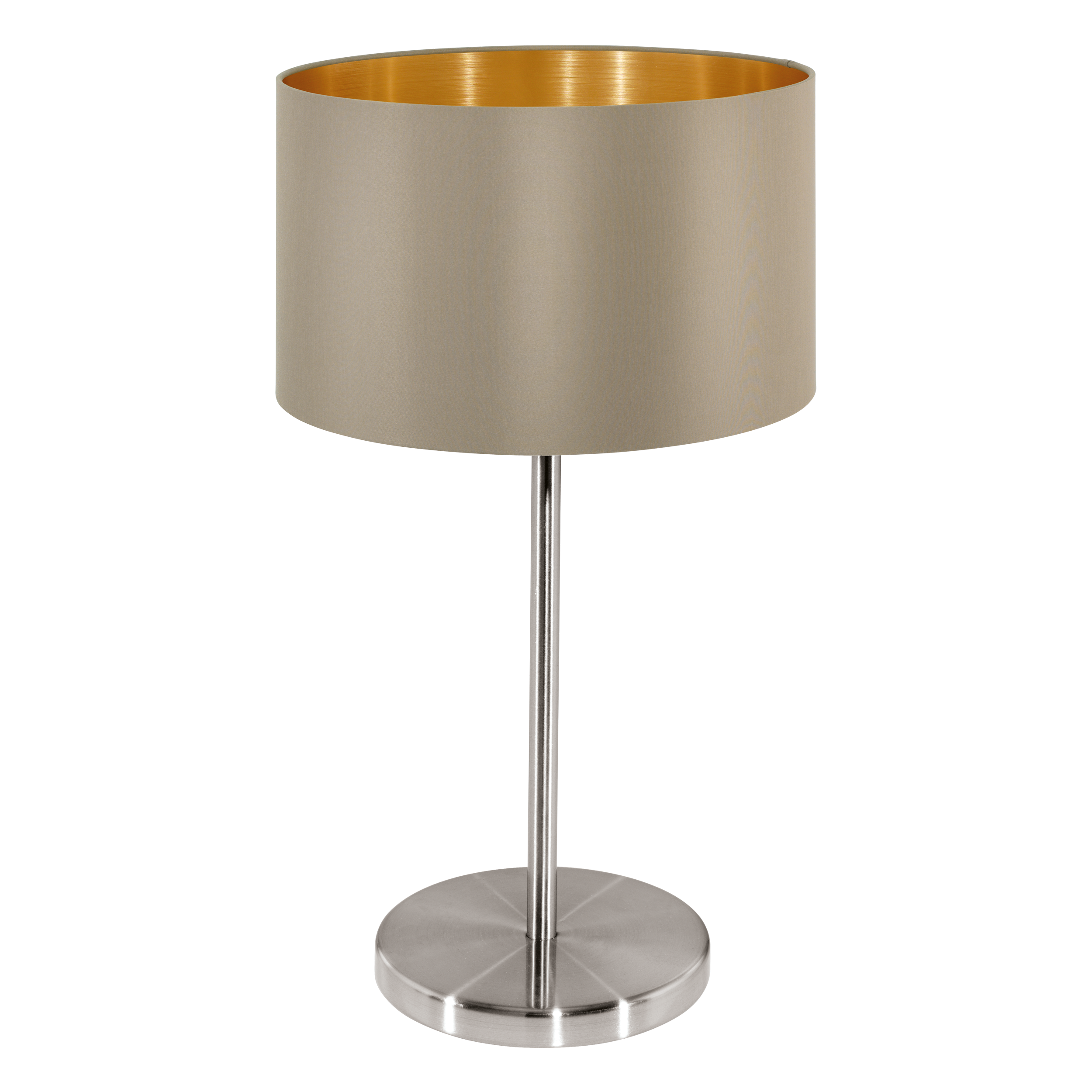 31629 MASERLO Galda lampa 1xE27 mat. niķelis, abažūrs taupe/zelts H420 D230 EGLO