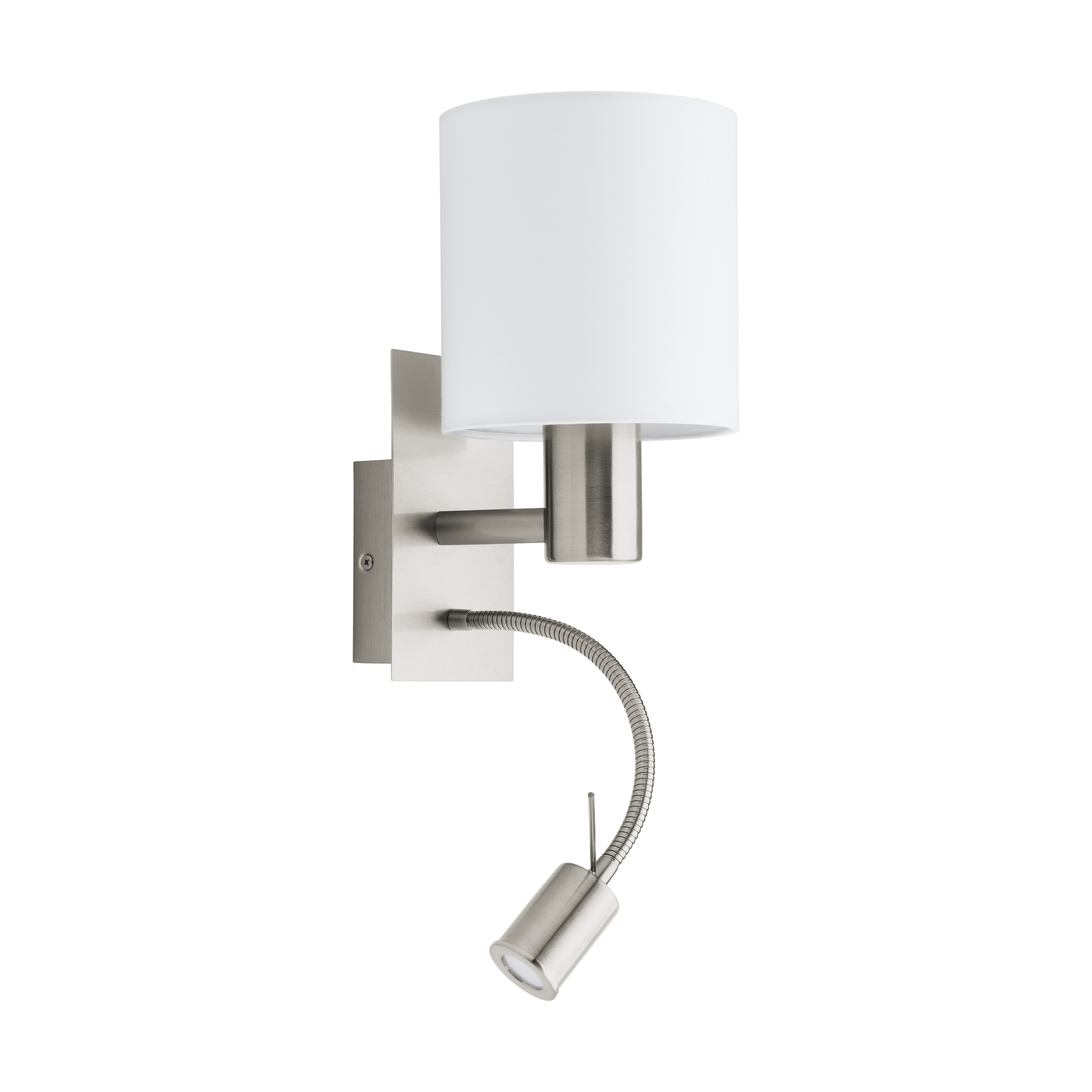 96477 Бра, мат.хром/белый абажур 1хЕ27/LED 1x3.5W 380lum EGLO