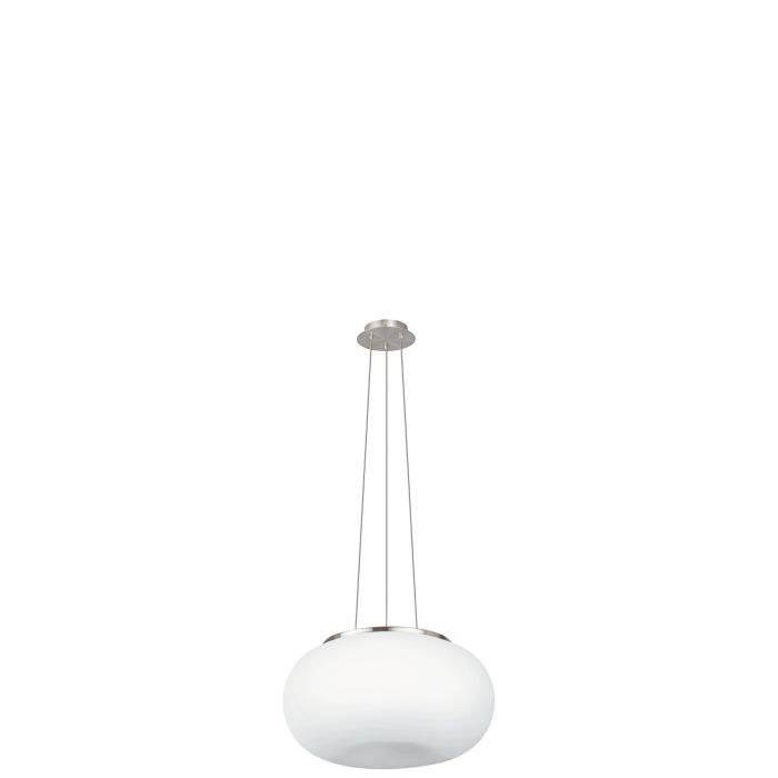 86815  OPTICA Gaismeklis,matēts niķelis metāls,balts stikla plafons 2xE27 D450mm H1100mm EGLO