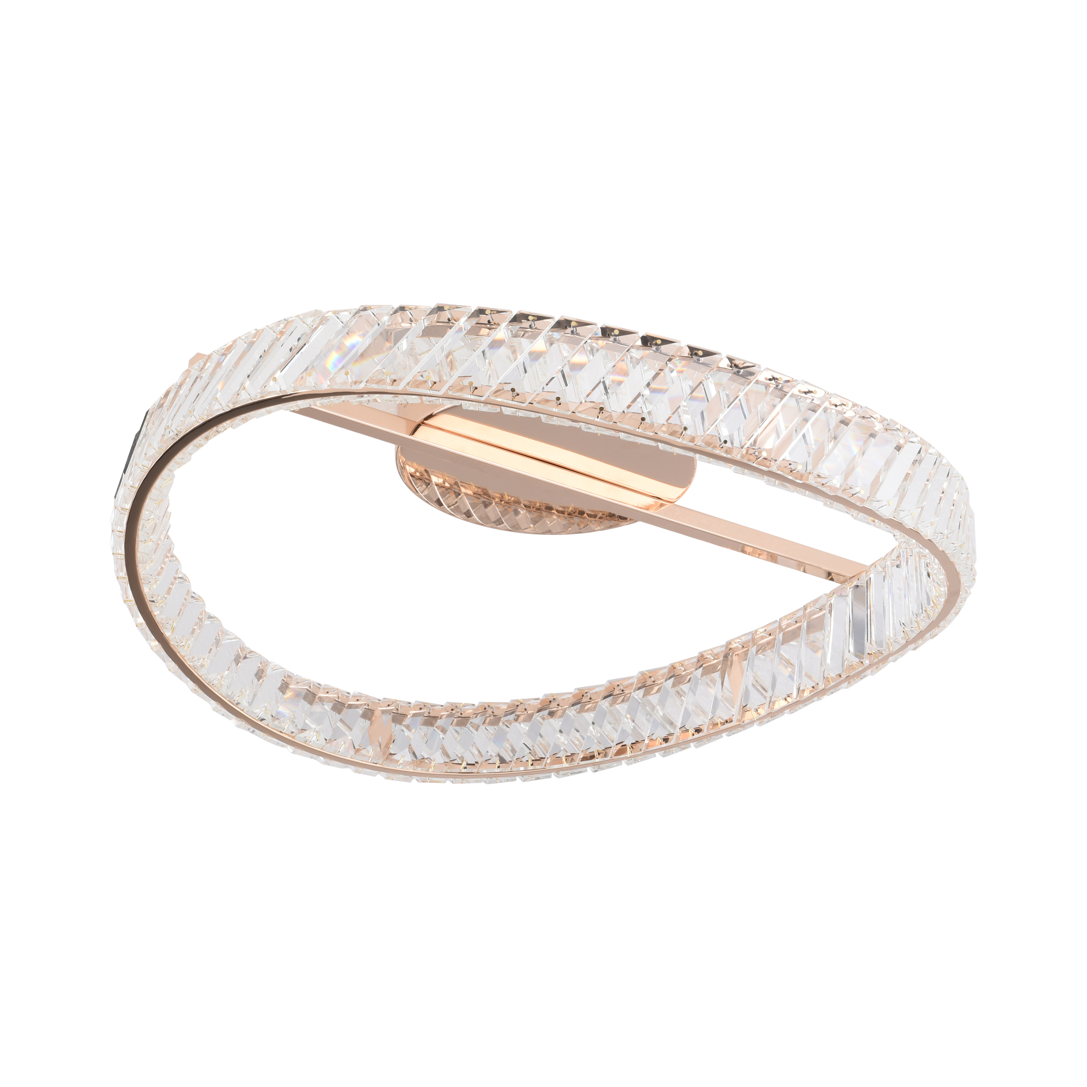 Лампа MX3317-1-3GT GANO, золотистого цвета, с хрустальным абажуром, LED 40Вт, 4600лм, 3000K, D520 мм