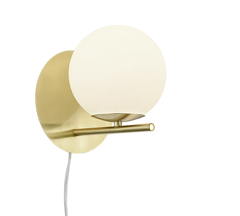 202000108 PURE Sienas lampa, mat.zelts ,stikls 1xE...