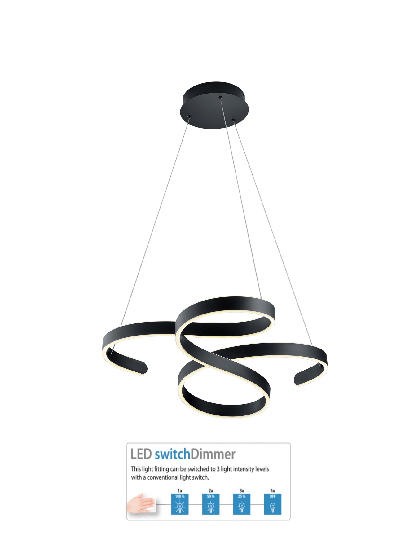 371310142 Lustra, melna 3-STEP DIM LED 52W 6500lm ...