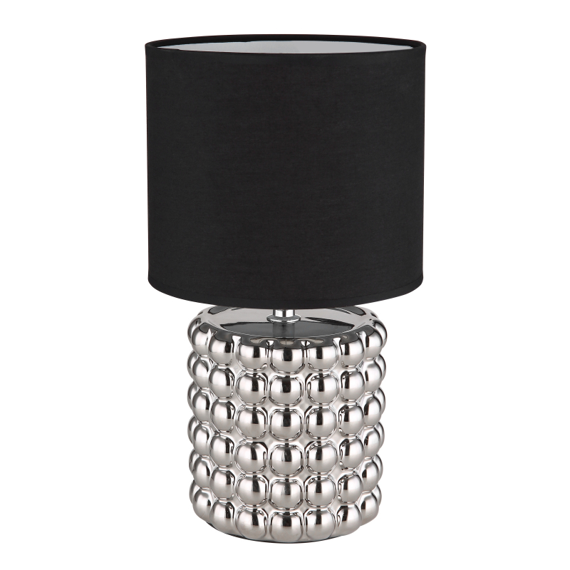 21626C VALENTINO, Galda lampa, hroms/melns audums ...