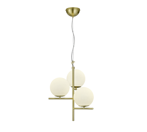 302000308 PURE Люстра мат.золото, плафоны стекло 3xE14 D400 H1500 TRIO