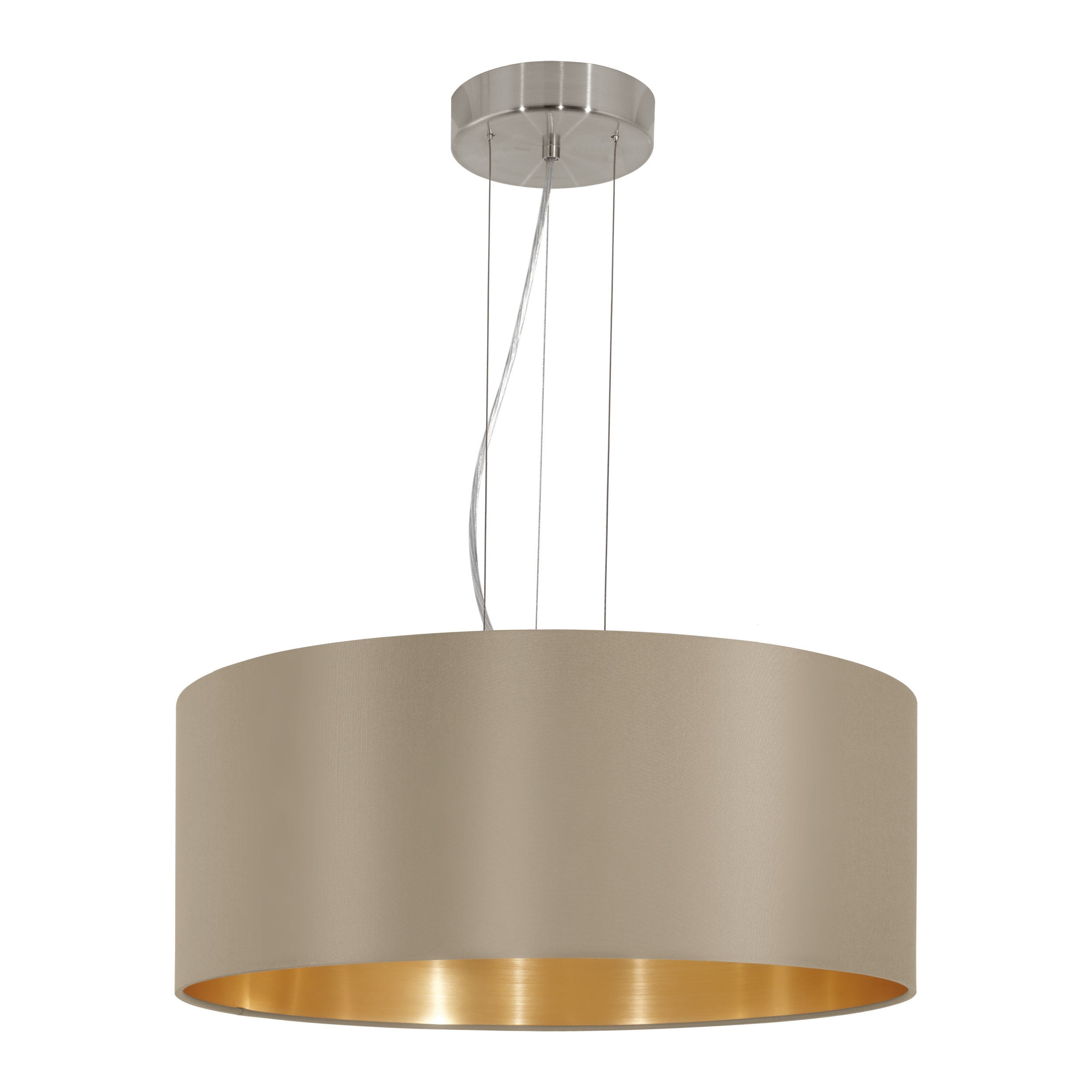 31607 Люстра, мат.никель, абажур коричневый/золото 3xE27 D530 H1100